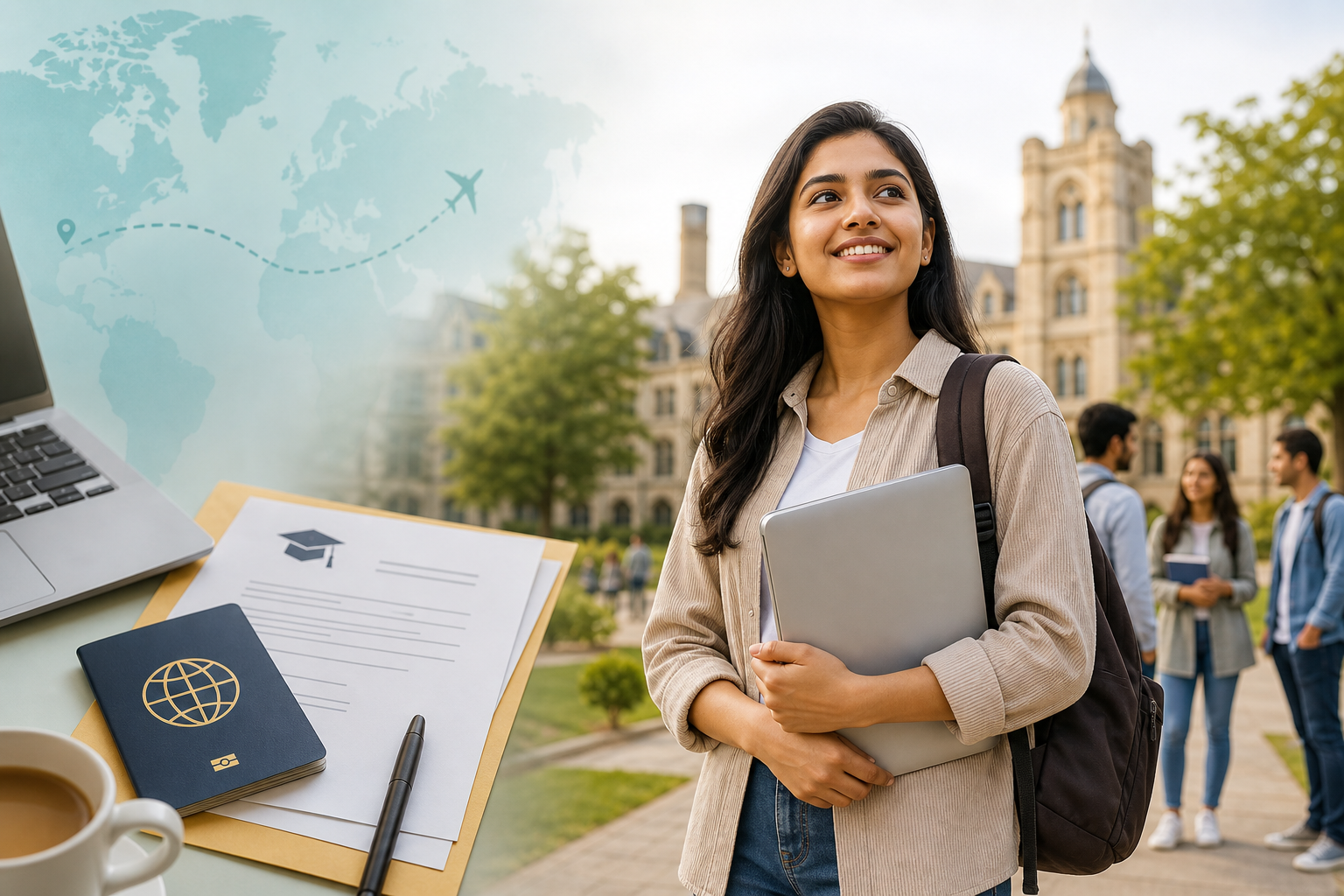 Indian student on an international university campus